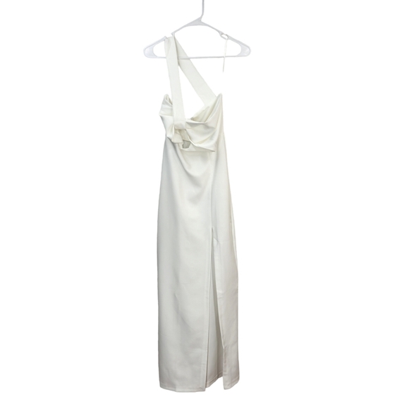 Vesper Women's Petite White One Shoulder Maxi Dress - 4 - Picture 1 of 6